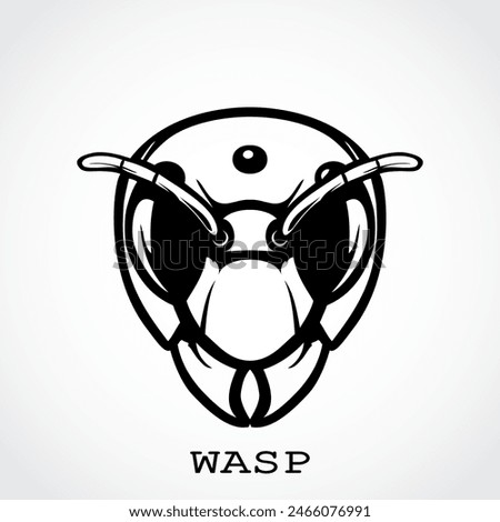 wasp, hornet head simple black white logo