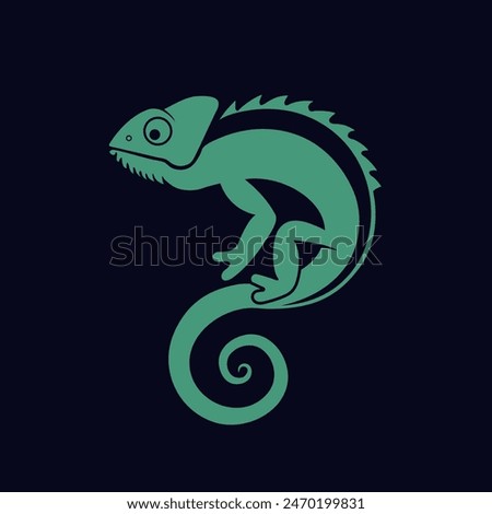 chameleon simple animal outline logo design