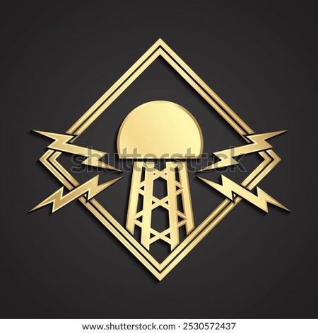 electric coil transformer 3d gold metal logo design