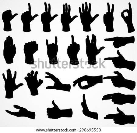 Silhouette Hand Set / Vector Illustration - 290695550 : Shutterstock