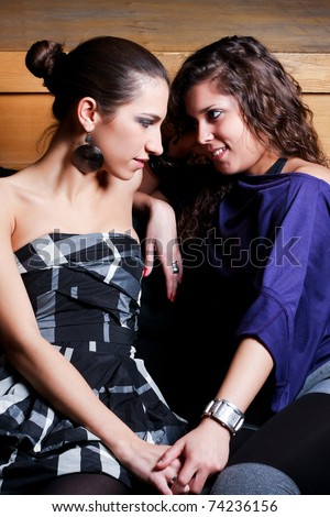 Happy Lesbian Couple Holding Hands Stock Photo 74236156 : Shutterstock