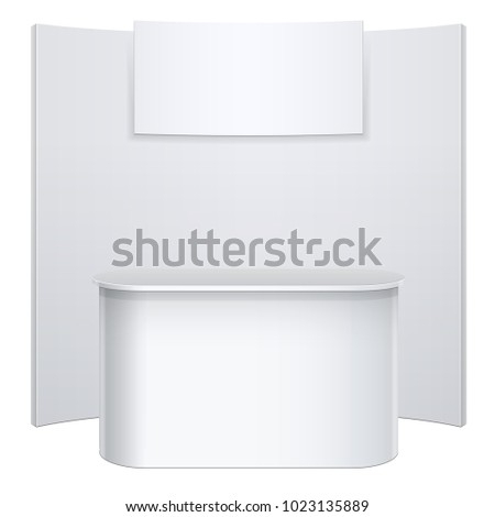 White reception or information desk. Isolated on the white background. MockUp Template For Your Design. Vector illustration.