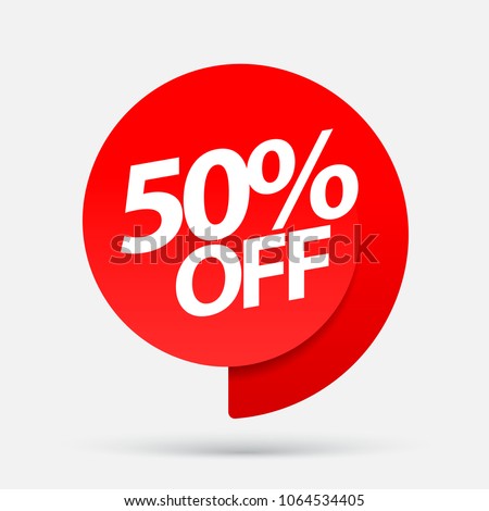Sale of special offers. Discount with the price is 50%. An ad with a red tag for an advertising campaign at retail on the day of purchase. vector illustration