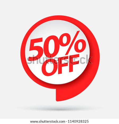 Sale of special offers. Discount with the price is 50 . An ad with a red tag for an advertising campaign at retail on the day of purchase. vector illustration