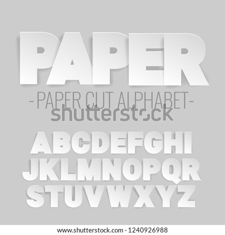 alphabet letters cut out of paper. Paper art style. Vector illustration.
