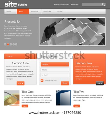 Gray Website Template 960 Grid. vector