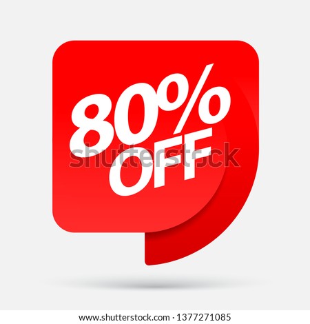 Sale of special offers. Discount with the price is 80 . An ad with a red tag for an advertising campaign at retail on the day of purchase. vector illustration