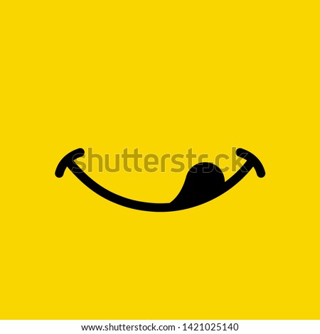 Yummy smile emoticon lick mouth lips on yellow background. Yummy emoji tasty or hungry smile. Vector illustration.