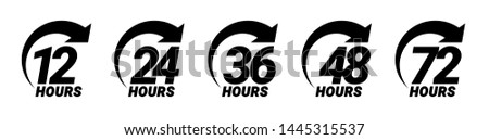 12, 24, 36, 48 and 72 hours order execution or delivery service icons. Vector illustration