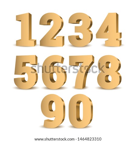 Gold 3d numbers. Symbol set. Vector illustration Stockfoto © 