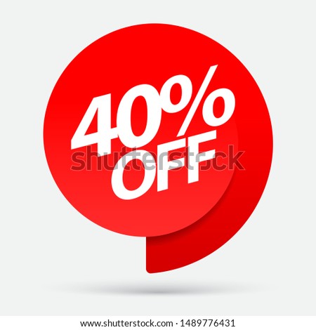 Sale of special offers. Discount with the price is 40 . An ad with a red tag for an advertising campaign at retail on the day of purchase. vector illustration