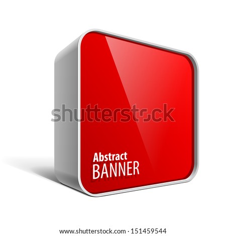 Shiny gloss red vector banner in the form of a square box with rounded corners eps 10