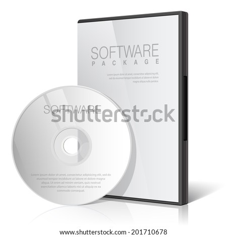 Cool Realistic Case for DVD Or CD Disk with DVD Or CD Disk. Text, reflection and background on separate layers. Vector Illustration