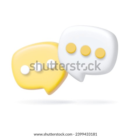 3D speech bubble icons. 3D Symbol or emblem for speak bubble text, chatting box, message box outline cartoon. Vector illustration