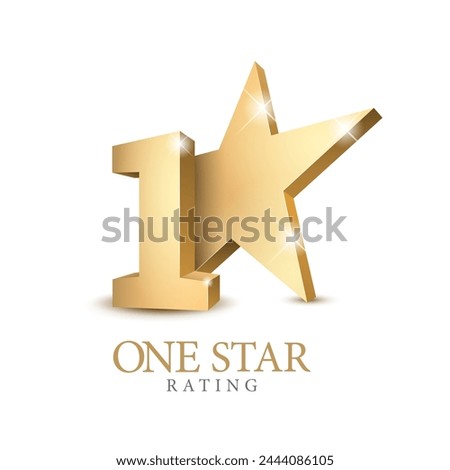 1 gold 3d star rating. Four star Symbol or emblem. vector illustration