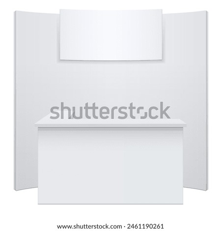 White reception or information desk. Isolated on the white background. MockUp Template For Your Design. Vector illustration.