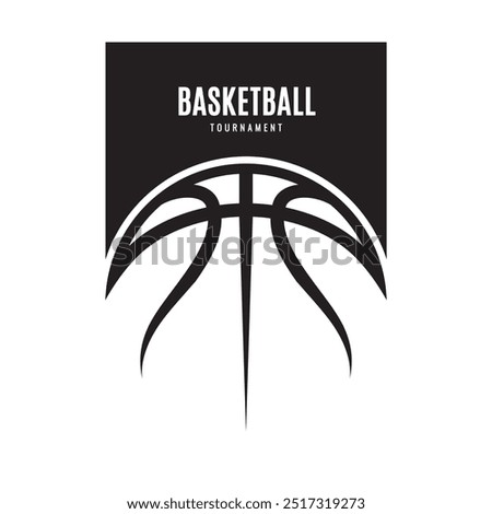 Basketball icon. Creative drawing. Basketball ball in graphic style for tournament or club. Black and white illustration. Vector