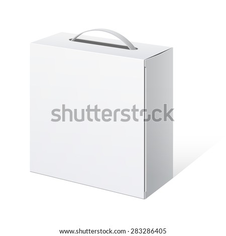 Light Realistic Package Cardboard Box with a handle. Vector illustration