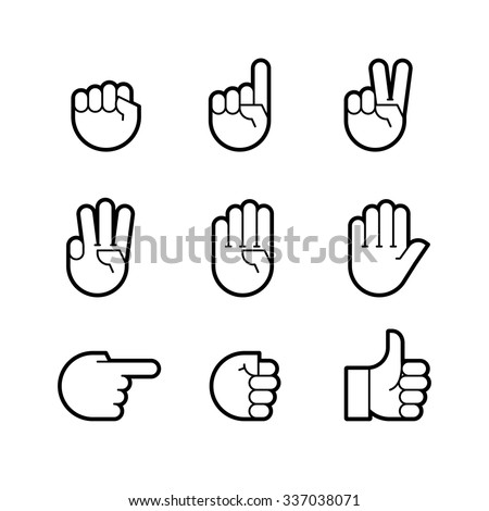 hand gestures. line icons set. Flat style vector icons, emblem, symbol For Your Design