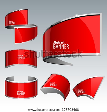 Shiny gloss red vector banner set. eps 10