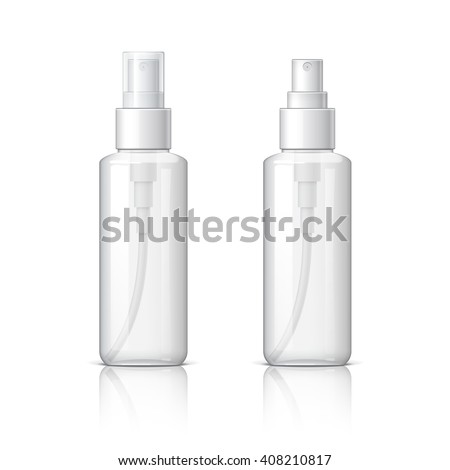 Realistic Cosmetic glass bottle can sprayer container. Dispenser for cream, soups, and other cosmetics With lid and without. Template For Mock up Your Design. vector illustration.