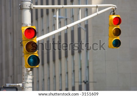 A traffic light turns red at an Indianapolis intersection