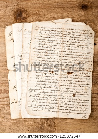 antique hand writings  on wood background