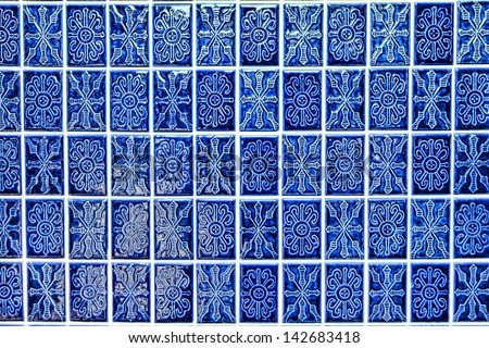 Old antique delft blue vintage decorative enamel tile background