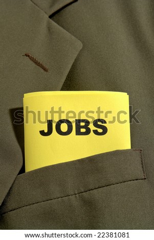Job posting list folded in an executive business man suit jacket breast pocket