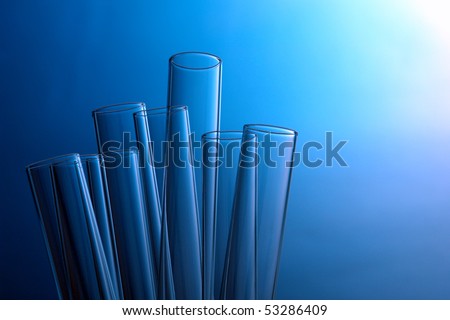 Laboratory glass test tubes empty and ready for an experiment in a science research lab