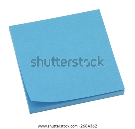 Blank blue memo pad isolated on white.