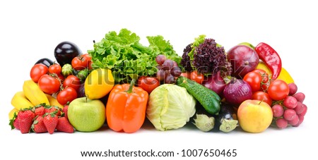 Collection of fruits and vegetables isolated on white background for your project. Copy space Foto stock © 