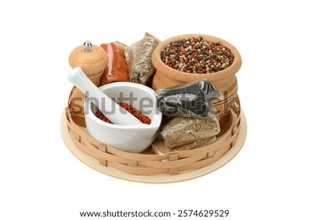 Similar – Image, Stock Photo Baskets with dried spices on marketplace