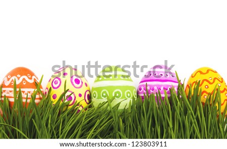 The colorful painted Easter eggs