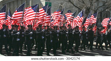 Marchers Carry Flags in 2007 St. Patrick\'s Day Parade in New York City