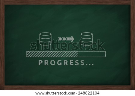 Progress writed on a blackboard and drawing progress bar
