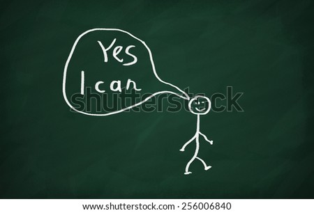 Character drawn on the blackboard thinking about goal.