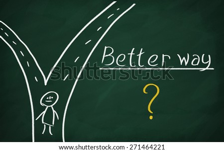 On the blackboard draw character and write Better way