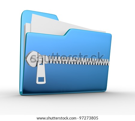 Folder Icon With Zip, Over White Background. 3d Render Stock Photo ...