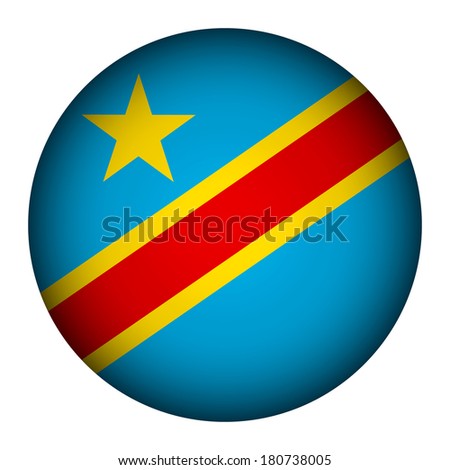 Democratic Republic of the Congo flag button on a white background. Vector illustration.