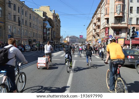 ST.PETERSBURG, RUSSIA - MAY 17, 2014: Bike Ride 