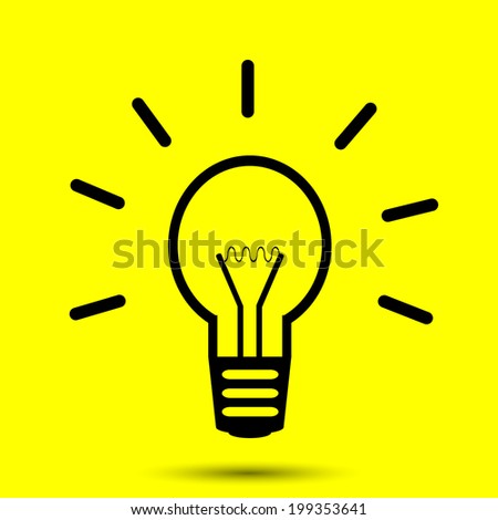 Light bulb icon on yellow background.