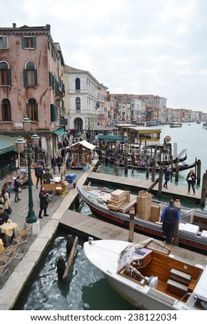 VENICE, ITALY - FEBRUARY 18, 2014: Canal Grande in center part of Venice, Italy.