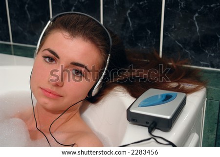 Woman hearing music