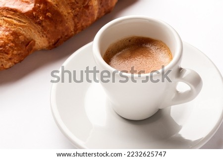 Cup of hot neapolitan espresso with brioche, italian breakfast Foto d'archivio © 