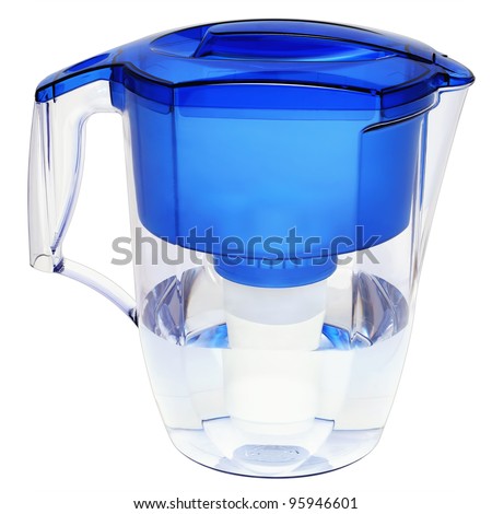 Household water filter jug in the form of a filter element for cleaning the inside of potable water