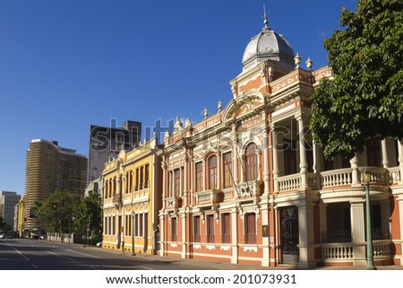 BH, BRAZIL - April 19 - An exterior view of Narbonne and Solar Dantas Palace on April 19, 2012, in the city of Belo Horizonte, Brazil. Both buildings compose the Cultural Circuit of Liberty Square.