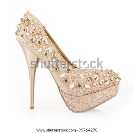 Golden Glitter Spiked Shoe Stock Photo 95764270 : Shutterstock