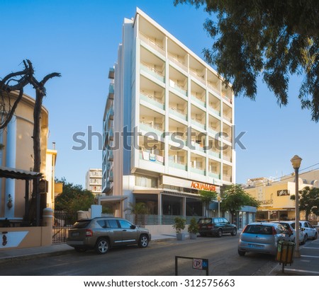 Greece, Rhodes - July 13 :  Hotel Aquamare on July 13, 2014 in  Rhodes, Greece