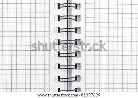 Open notebook with pages in a grid with binding.
